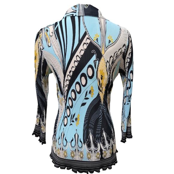 Nicola Women Y2K Eclectic Maximalist Boho Pleated Semi Sheer Flared Sleeve Top S - Picture 7 of 12